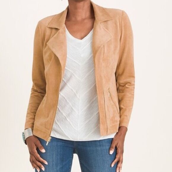 Faux-Suede Moto Jacket - Picture 1 of 6